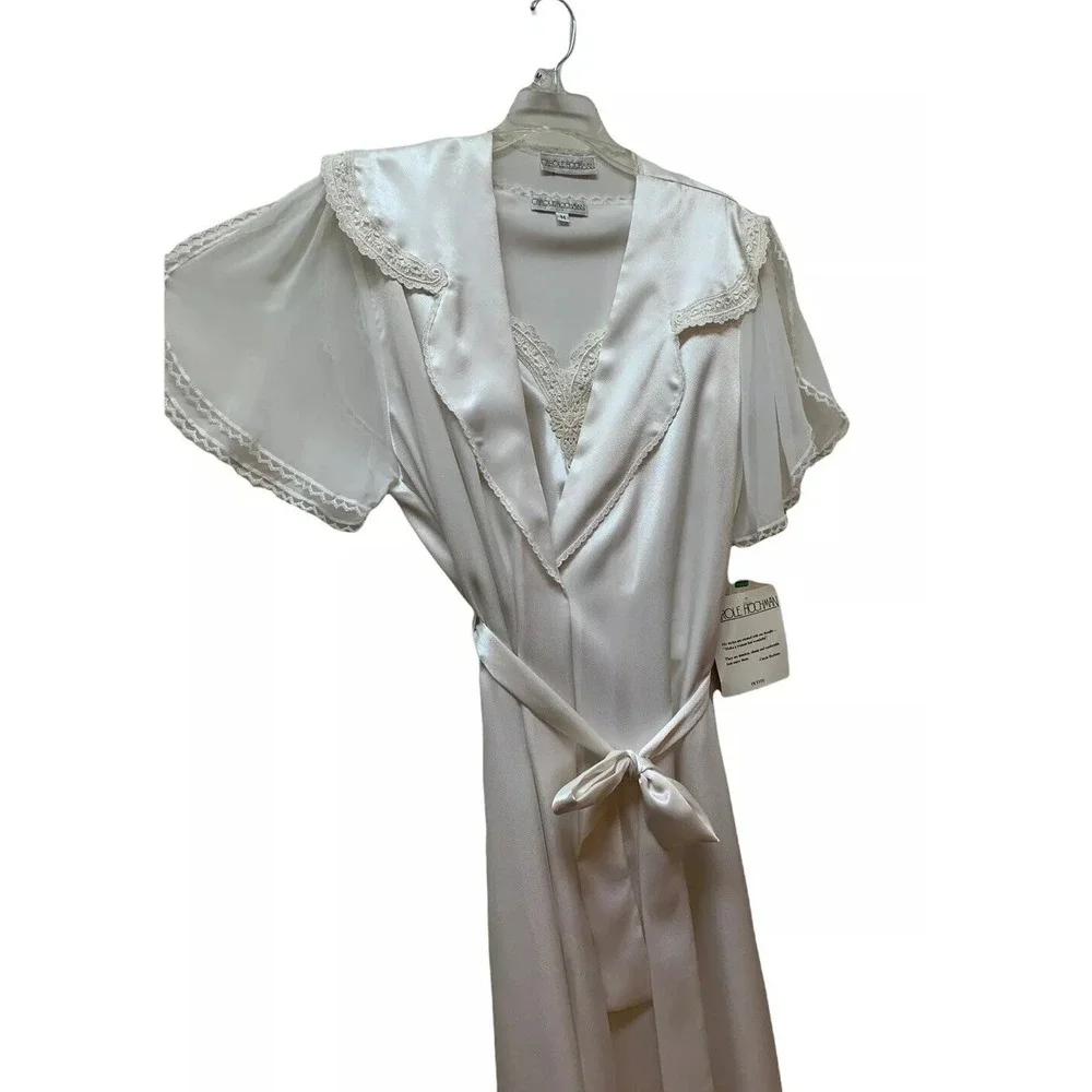 Vintage Peignoir Set Camisole & Robe Silky Satin Retro Glam Union Made NEW NOS
